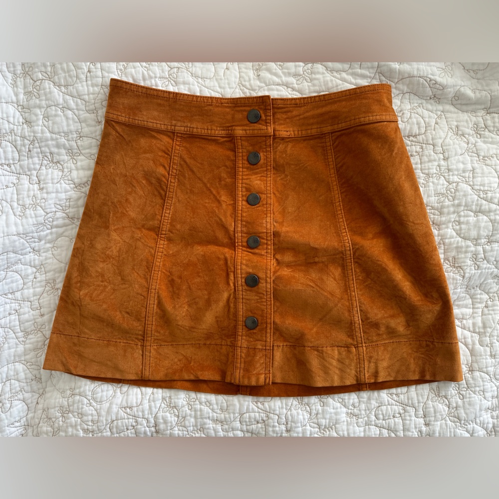 NWOT Madewell Velveteen Button Front A-Line Mini Skirt Size 2 Golden Pecan Color
